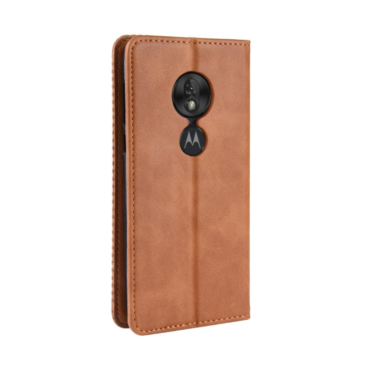 Magnetic Buckle Retro Texture Horizontal Flip Leather Case for Motorola Moto G7 Play (US Version), with Holder & Card Slots & Wallet