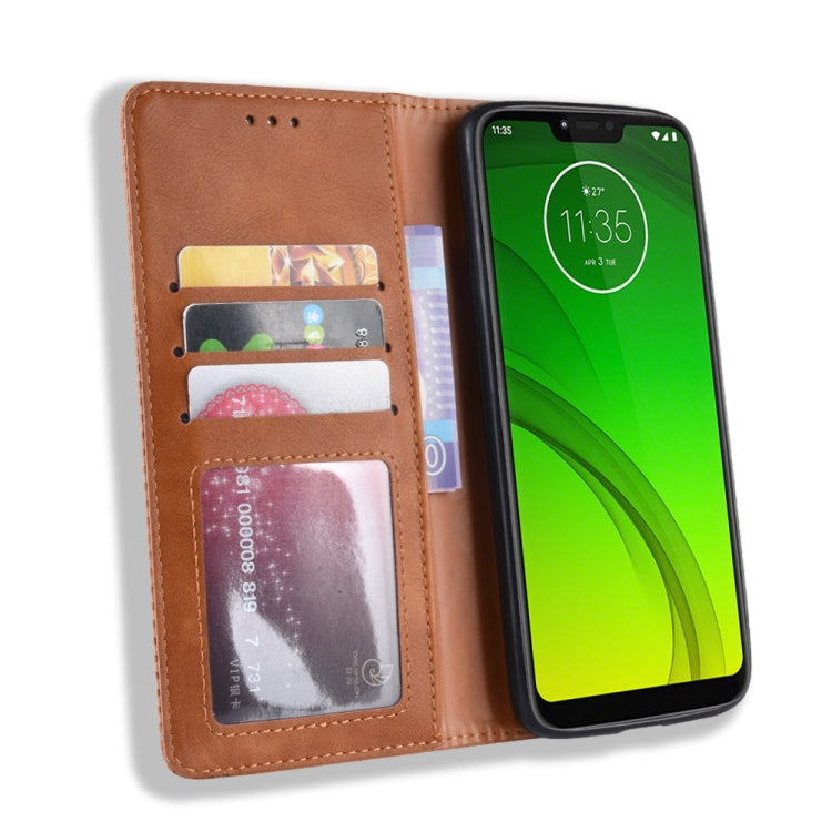 Magnetic Buckle Retro Texture Horizontal Flip Leather Case for Motorola Moto G7 Power (US Version), with Holder & Card Slots & Wallet