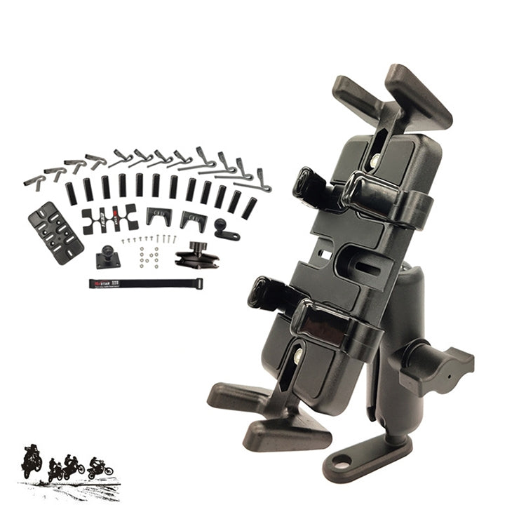 Universal L-shaped Ball Head Motorcycle Rearview Mirror Multi-function Mobile Phone Holder, Suitable for Mobile Phone Width: 5.5-9.5cm