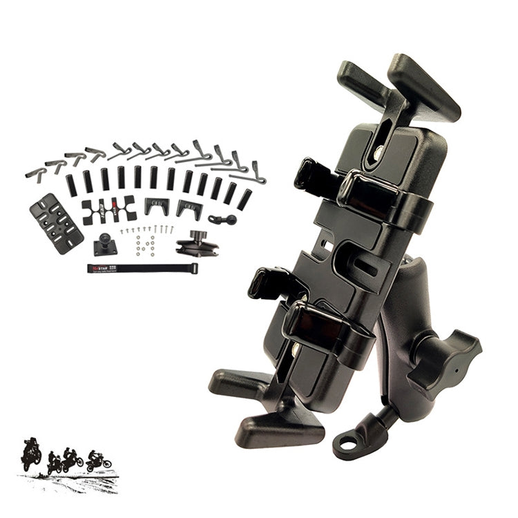 Universal Crook Shaped Ball Head Motorcycle Rearview Mirror Multi-function Mobile Phone Holder, Suitable for Mobile Phone Width: 5.5-9.5cm &#160;