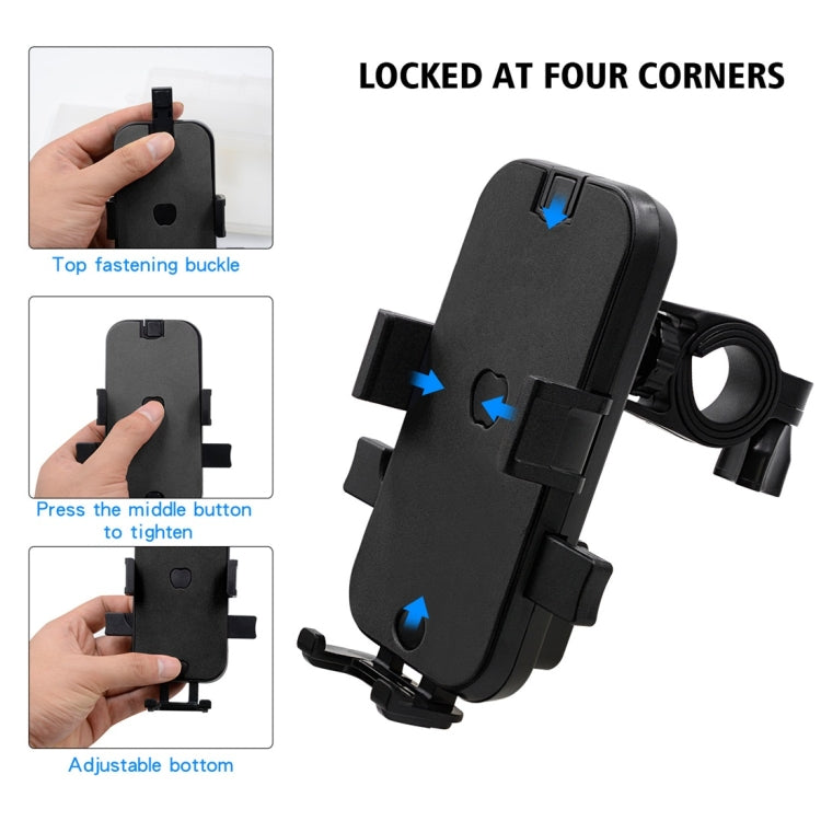 CS-344B1 Motorcycle Automatic Lock Mobile Phone Holder, Handlebar Version (Black)