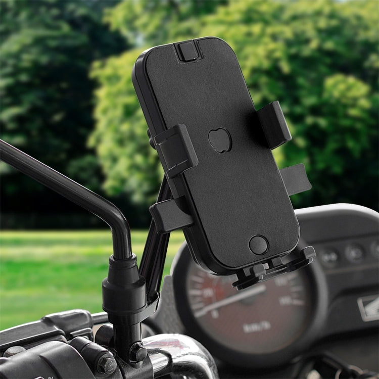 CS-344B2 Motorcycle Automatic Lock Mobile Phone Holder, Mirror Holder Version (Black)