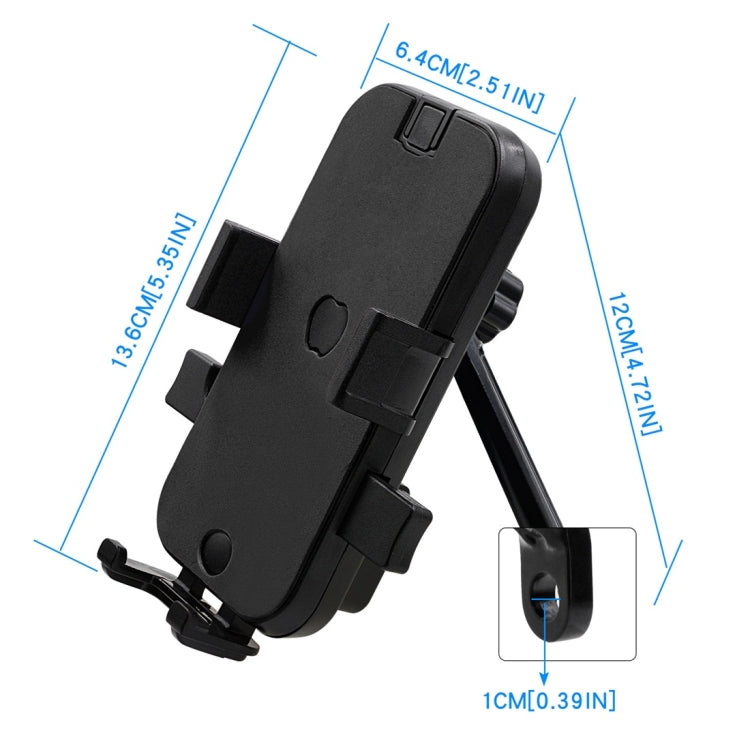 CS-344B2 Motorcycle Automatic Lock Mobile Phone Holder, Mirror Holder Version (Black)