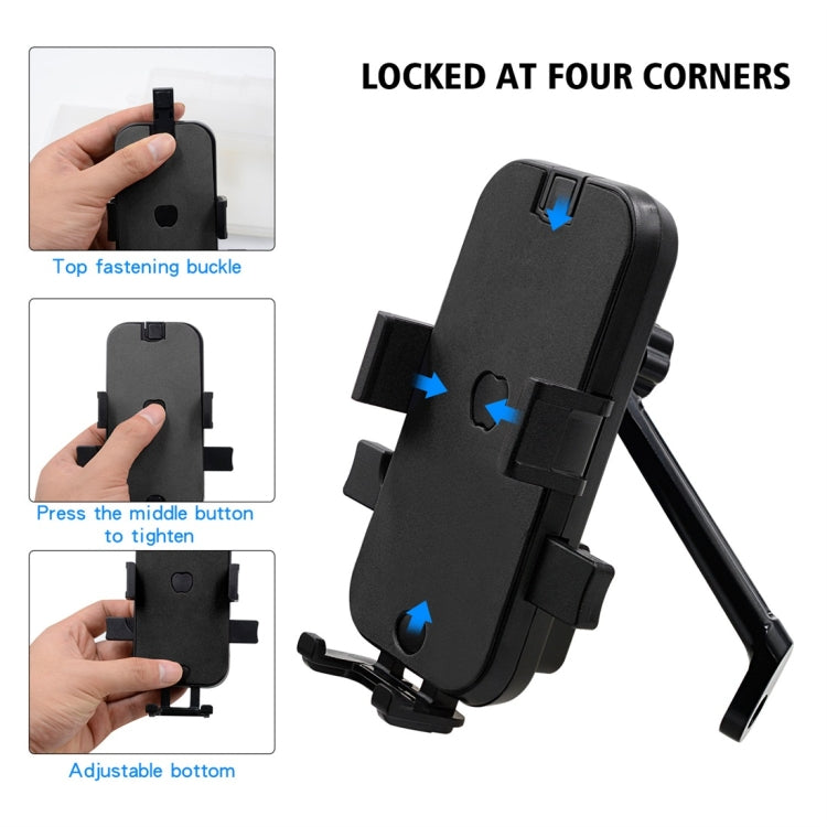 CS-344B2 Motorcycle Automatic Lock Mobile Phone Holder, Mirror Holder Version (Black)
