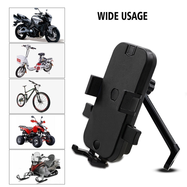 CS-344B2 Motorcycle Automatic Lock Mobile Phone Holder, Mirror Holder Version (Black)