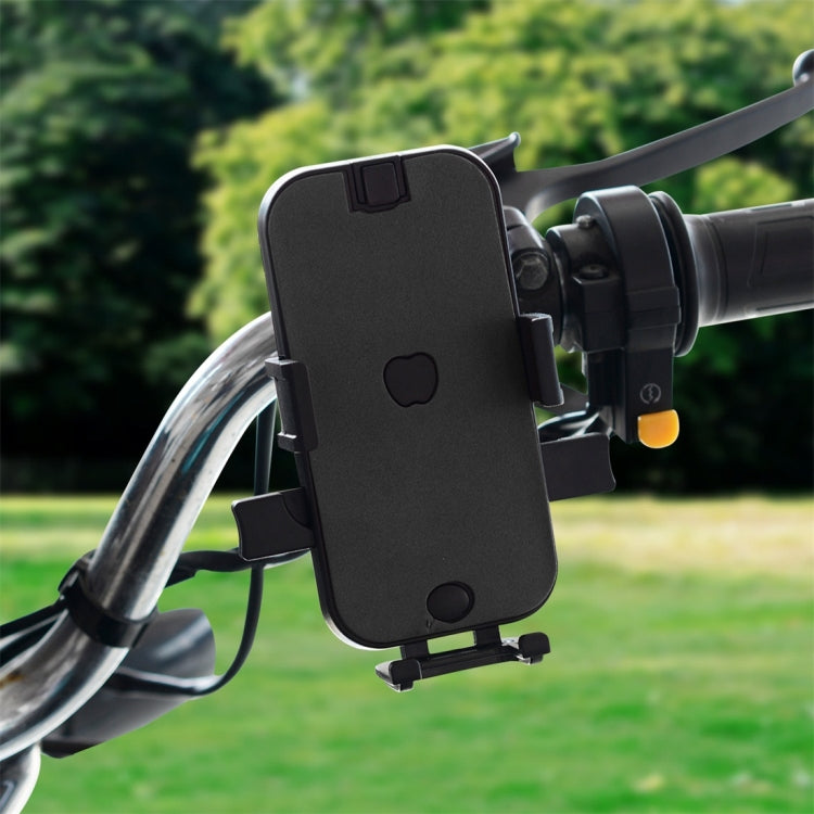 CS-344C1 Motorcycle Chargeable Automatic Lock Mobile Phone Holder, Handlebar Version (Black)