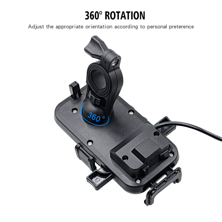 CS-344C1 Motorcycle Chargeable Automatic Lock Mobile Phone Holder, Handlebar Version (Black)