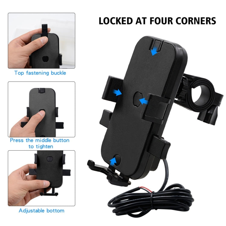 CS-344C1 Motorcycle Chargeable Automatic Lock Mobile Phone Holder, Handlebar Version (Black)