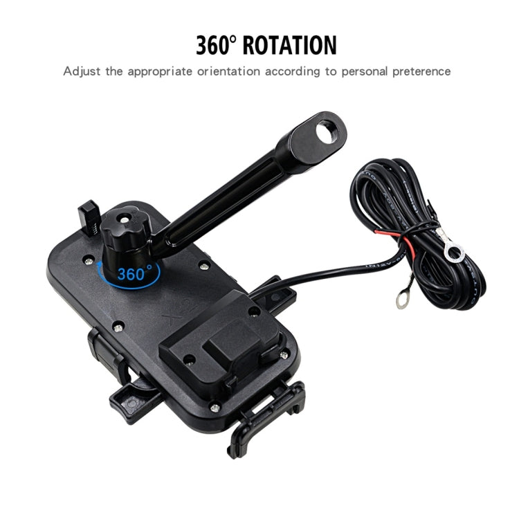 CS-344C2 Motorcycle Chargeable Automatic Lock Mobile Phone Holder, Mirror Holder Version (Black)