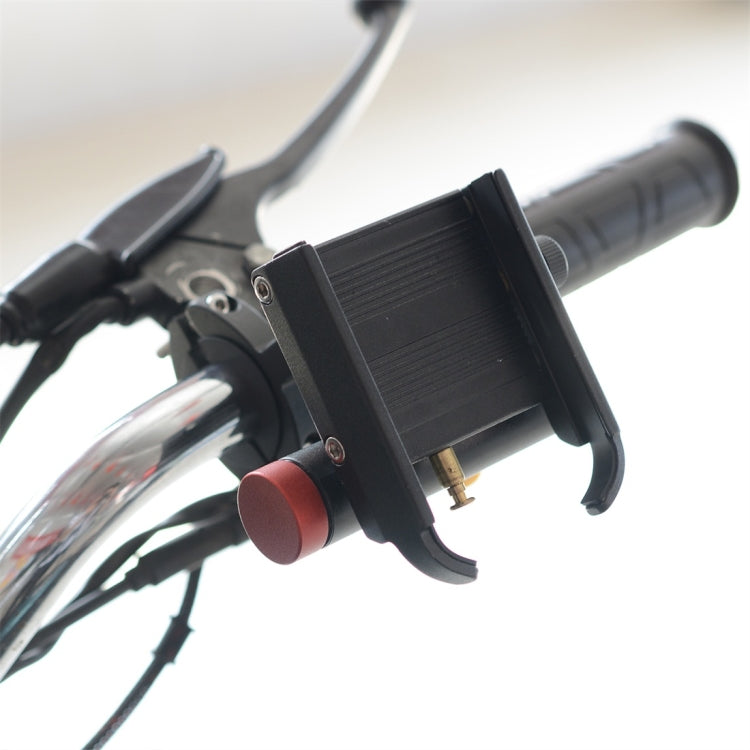 CS-868A1 Motorcycle Aluminum Alloy Mobile Phone Holder with Power Bank, Handlebar Version (Black)