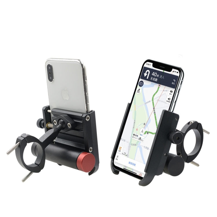 CS-868A1 Motorcycle Aluminum Alloy Mobile Phone Holder with Power Bank, Handlebar Version (Black)