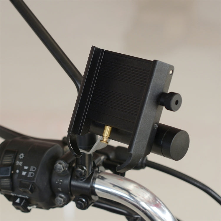 CS-868B1 Motorcycle Aluminum Alloy Mobile Phone Holder with Power Bank, Mirror Holder Version (Black)