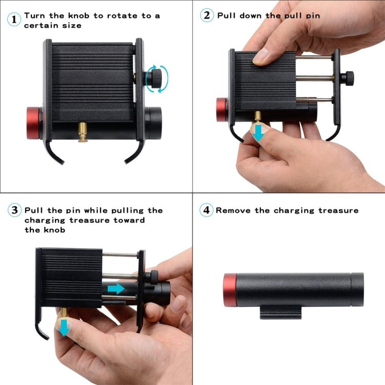 CS-868B1 Motorcycle Aluminum Alloy Mobile Phone Holder with Power Bank, Mirror Holder Version (Black)