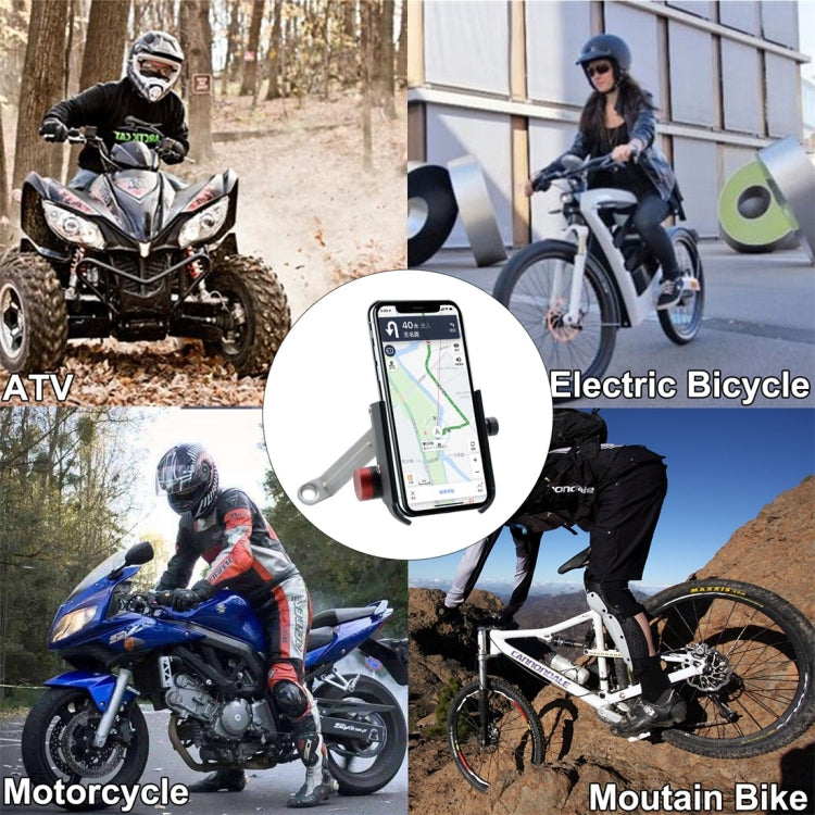 CS-868B1 Motorcycle Aluminum Alloy Mobile Phone Holder with Power Bank, Mirror Holder Version (Black)