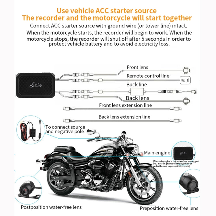 M1 1080P Adjustable Motorcycle HD Recorder with Waterproof Remote Control (Black)