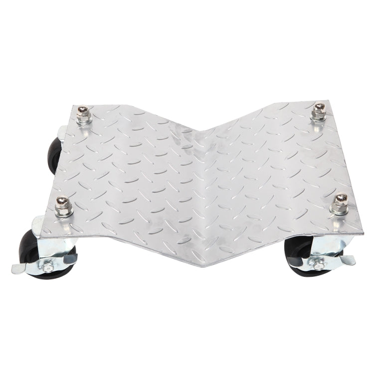 [US Warehouse] 4 PCS V-shaped Non-slip Diamond Car Wheel Dolly with 3 inch Casters & Brakes, Bearable Weight: 1000lbs(Silver)