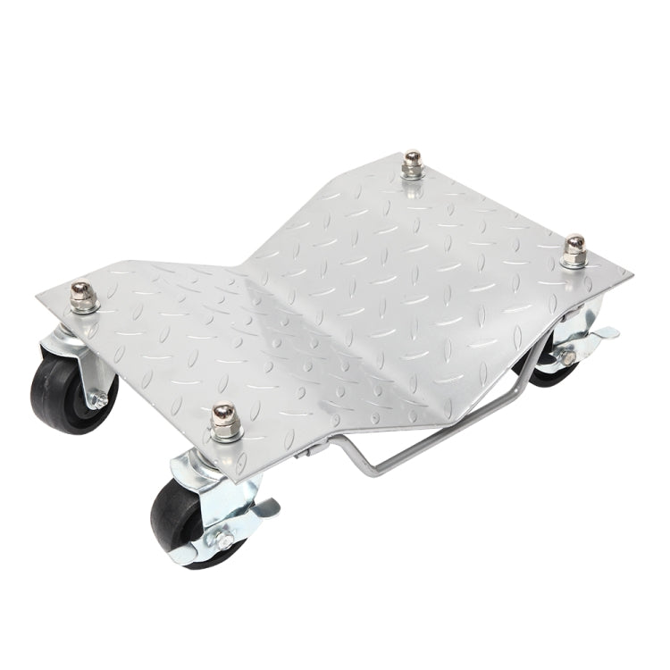 [US Warehouse] 4 PCS V-shaped Non-slip Diamond Car Wheel Dolly with 3 inch Casters & Brakes, Bearable Weight: 1000lbs(Silver)