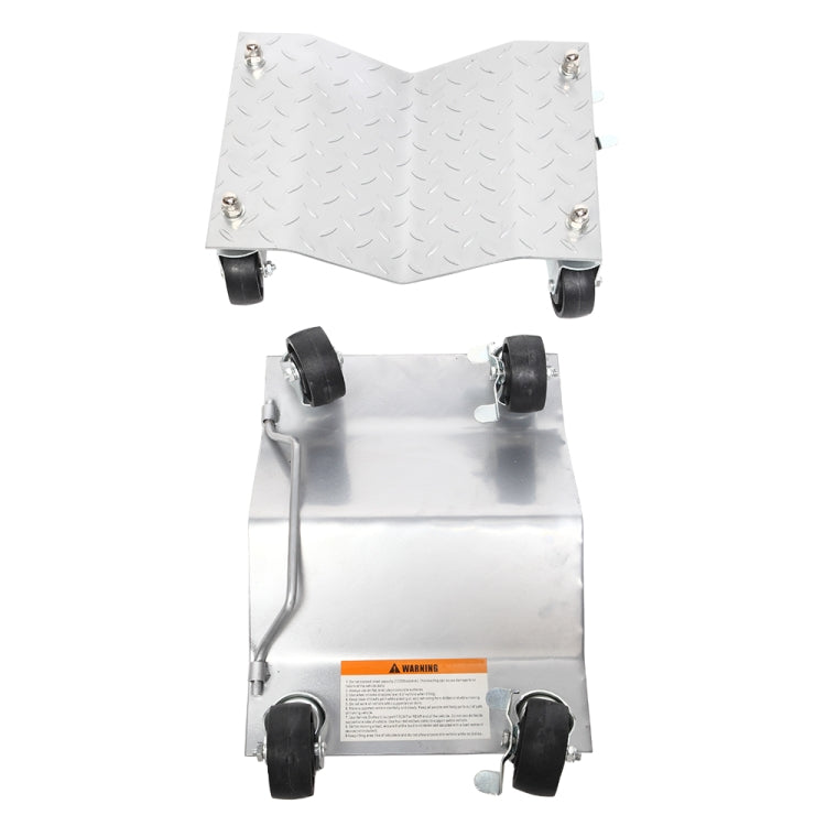 [US Warehouse] 4 PCS V-shaped Non-slip Diamond Car Wheel Dolly with 3 inch Casters & Brakes, Bearable Weight: 1000lbs(Silver)