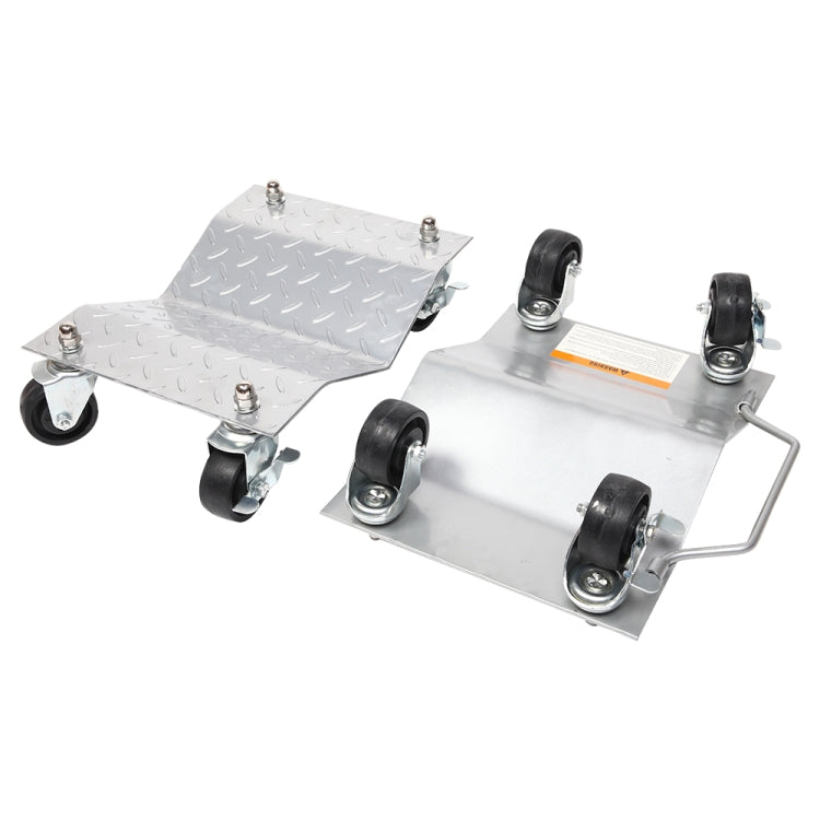 [US Warehouse] 4 PCS V-shaped Non-slip Diamond Car Wheel Dolly with 3 inch Casters & Brakes, Bearable Weight: 1000lbs(Silver)