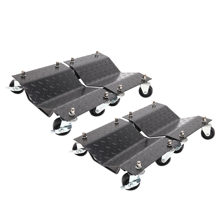 [US Warehouse] 4 PCS V-shaped Non-slip Diamond Car Wheel Dolly with 3 inch Casters & Brakes, Bearable Weight: 1000lbs