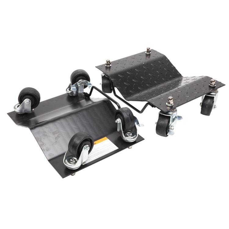 [US Warehouse] 4 PCS V-shaped Non-slip Diamond Car Wheel Dolly with 3 inch Casters & Brakes, Bearable Weight: 1000lbs