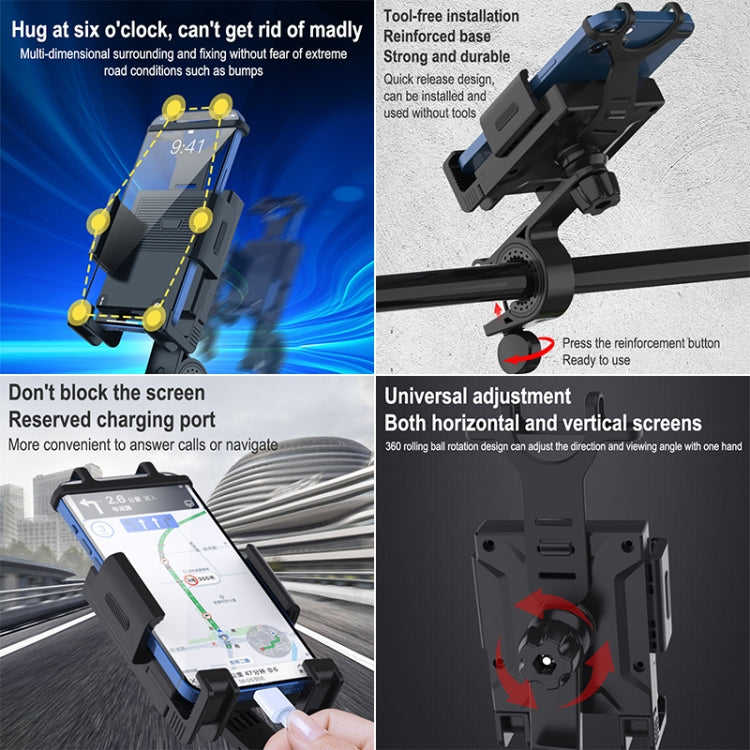 M2 Motorcycle Fixed Anti-shake Mobile Phone Holder For 4.7-6.7 inch Mobile Phone