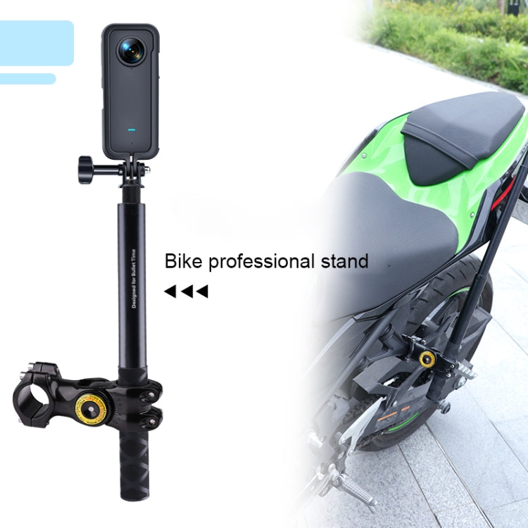 Motorcycle Bicycle Handlebar Fixture Mount Camera Bracket Adapter with Monopod Stand(Black)