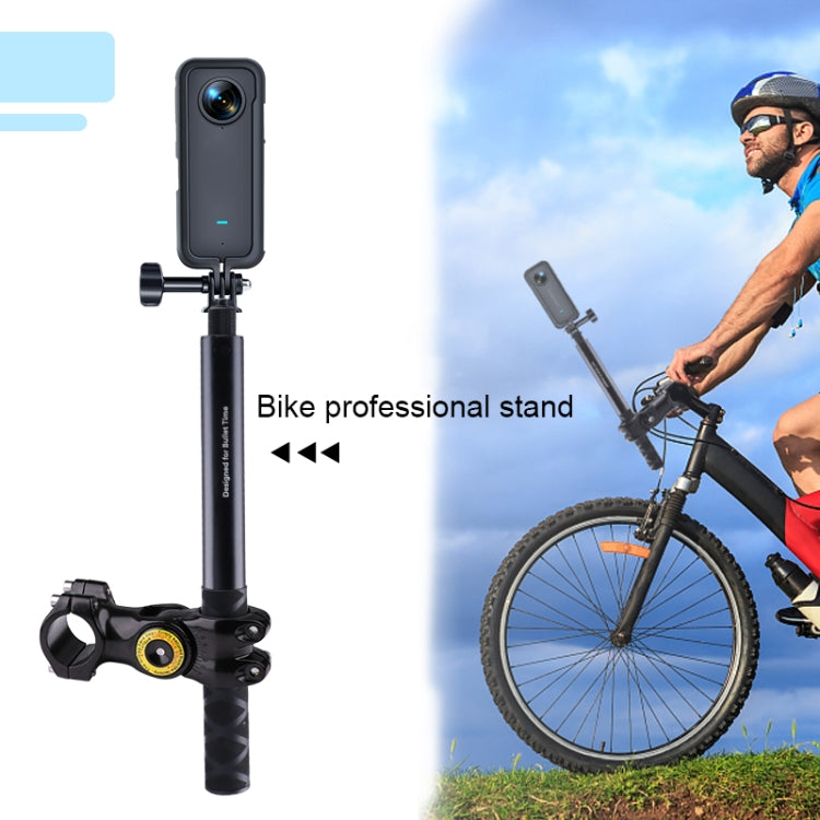 Motorcycle Bicycle Handlebar Fixture Mount Camera Bracket Adapter with Monopod Stand(Black)