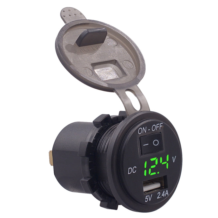 CS-587 12V 2.4A Motorcycle Waterproof Digital Display Voltage Mobile Phone USB Charger Holder