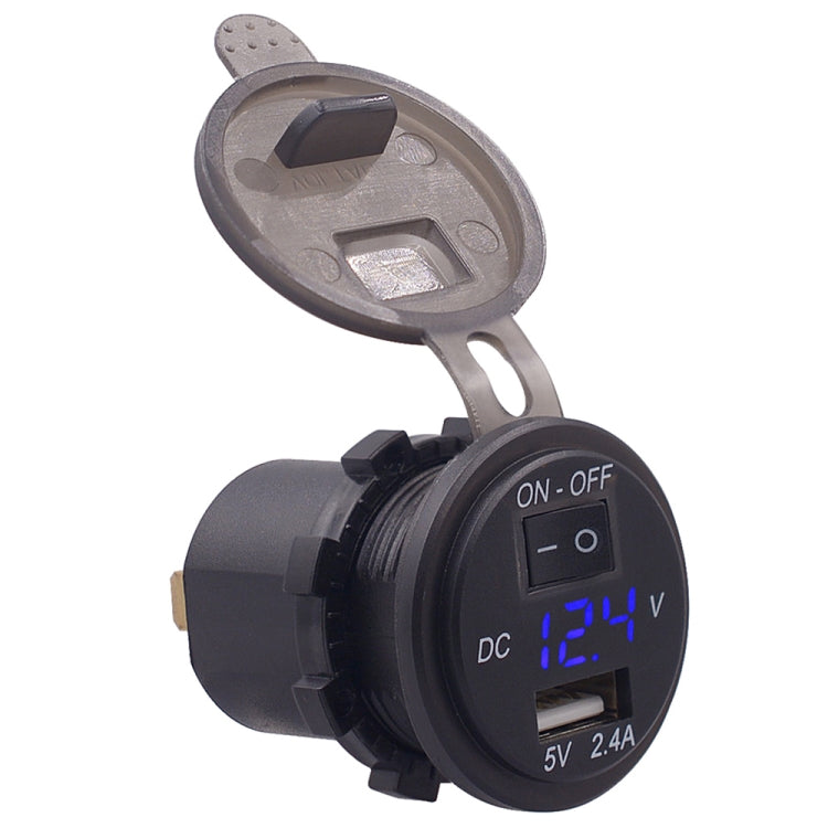 CS-587 12V 2.4A Motorcycle Waterproof Digital Display Voltage Mobile Phone USB Charger Holder