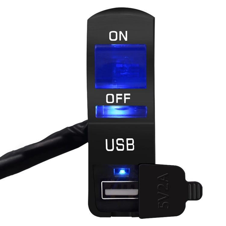CS-838B 12V 2A Motorcycle Waterproof Mobile Phone USB Charger with Indicator Light Switch(Blue)