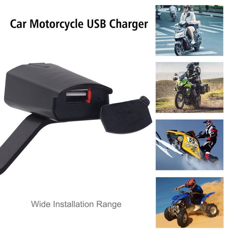 Motorcycle Waterproof DC 8-32V 5V / 1.2A Rearview Mirror USB Phone Charger Adapter, with Indicator Light