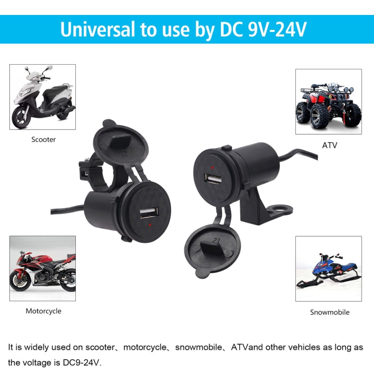 Motorcycle Waterproof DC DC 9-24V 5V / 1.5A USB Phone Charger Adapter, with Indicator Light