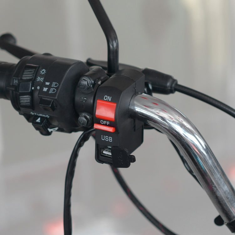 Motorcycle Faucet Headlight Waterproof Switches and DC12V 2A USB Phone Charger