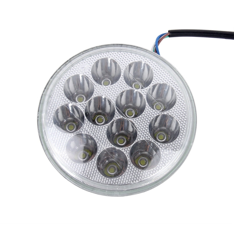 24W 12 LED Circular Motorcycle Headlight Lamp with Angle Eye(White Light + Blue Light), DC 8-36V