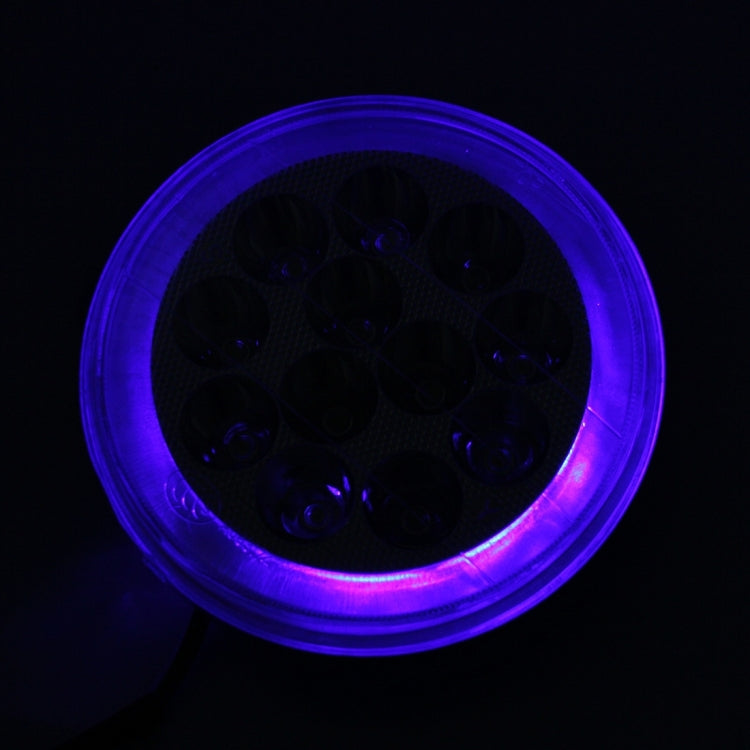 24W 12 LED Circular Motorcycle Headlight Lamp with Angle Eye(White Light + Blue Light), DC 8-36V