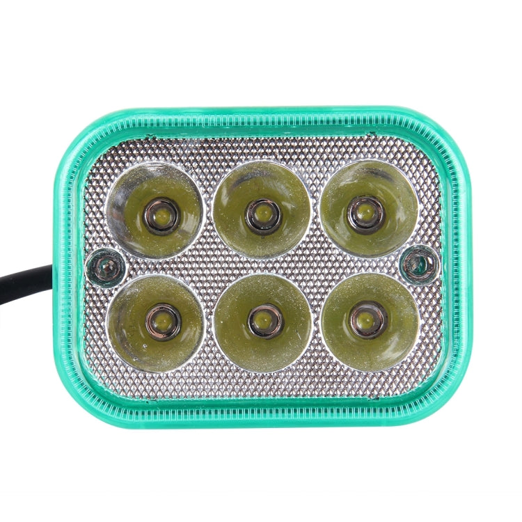 12W 6 LED Rectangle Motorcycle Headlight Lamp with Angle Eye(White Light + Green Light), DC 8-36V