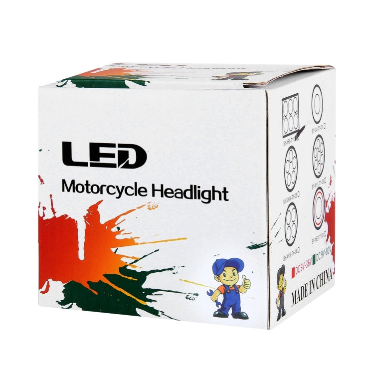 12W 6 LED Rectangle Motorcycle Headlight Lamp with Angle Eye(White Light + Green Light), DC 8-36V