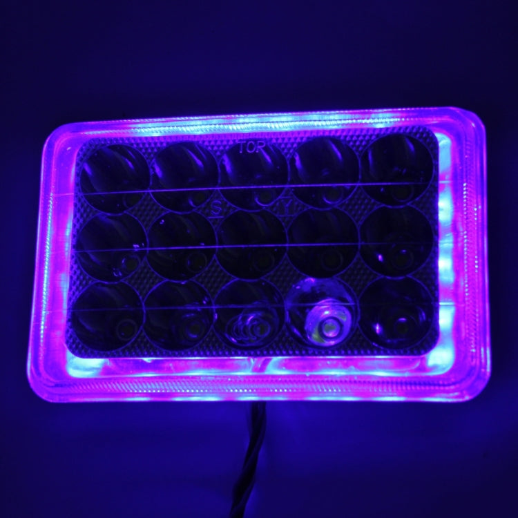 30W 15 LED Rectangle Motorcycle Headlight Lamp with Angle Eye(White Light + Blue Light), DC 8-36V