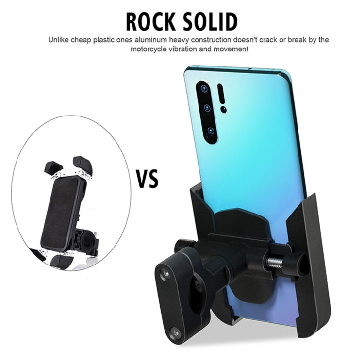 CS-1068A1 Motorcycle Aluminum Alloy Mobile Phone Holder Bracket, Handlebar Version (Black)