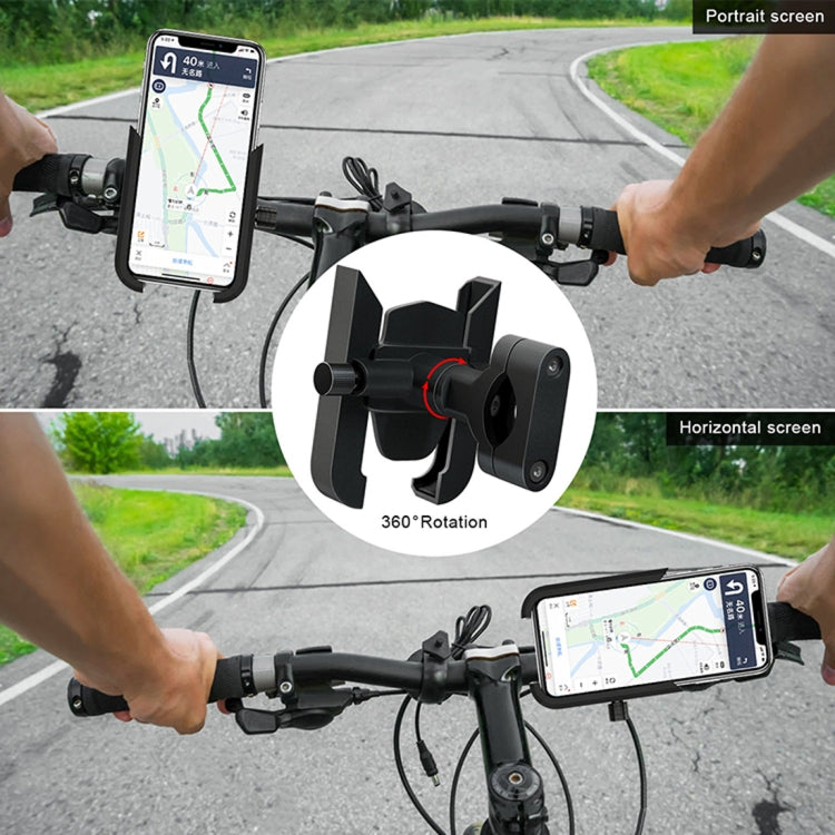 CS-1068A1 Motorcycle Aluminum Alloy Mobile Phone Holder Bracket, Handlebar Version (Black)