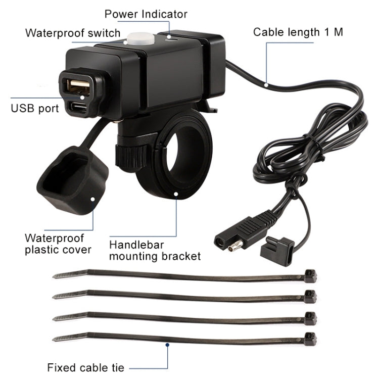 Motorcycle Mobile Phone Charger QC3.0 PD Fast Charge Charger SAE Terminal