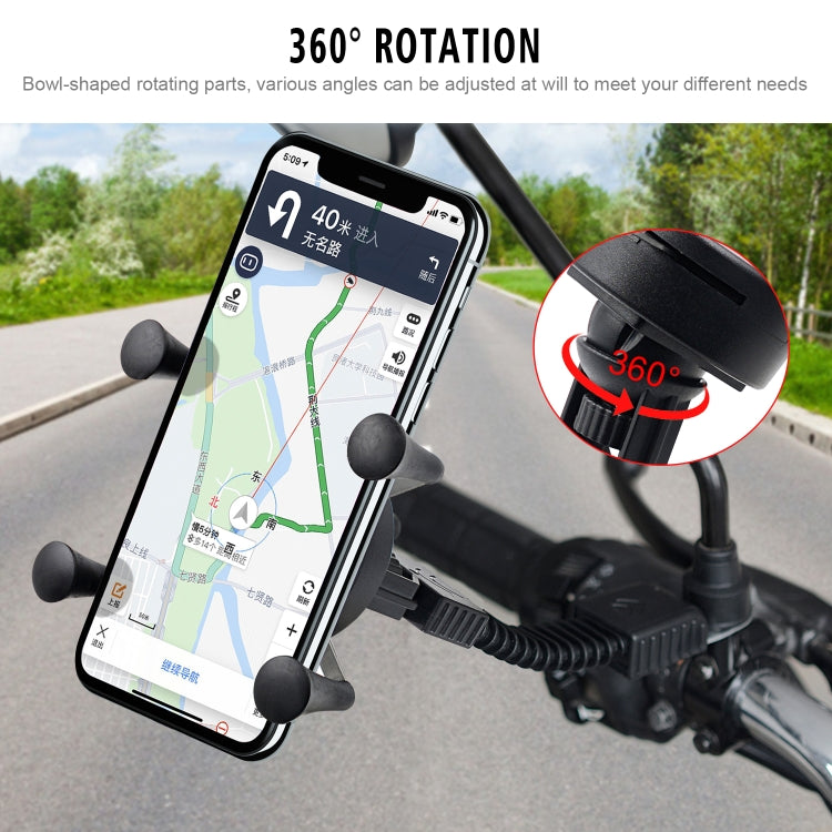 CS-1073B1 Motorcycle Mobile Phone Holder Bracket, Mirror Holder Version (Black)