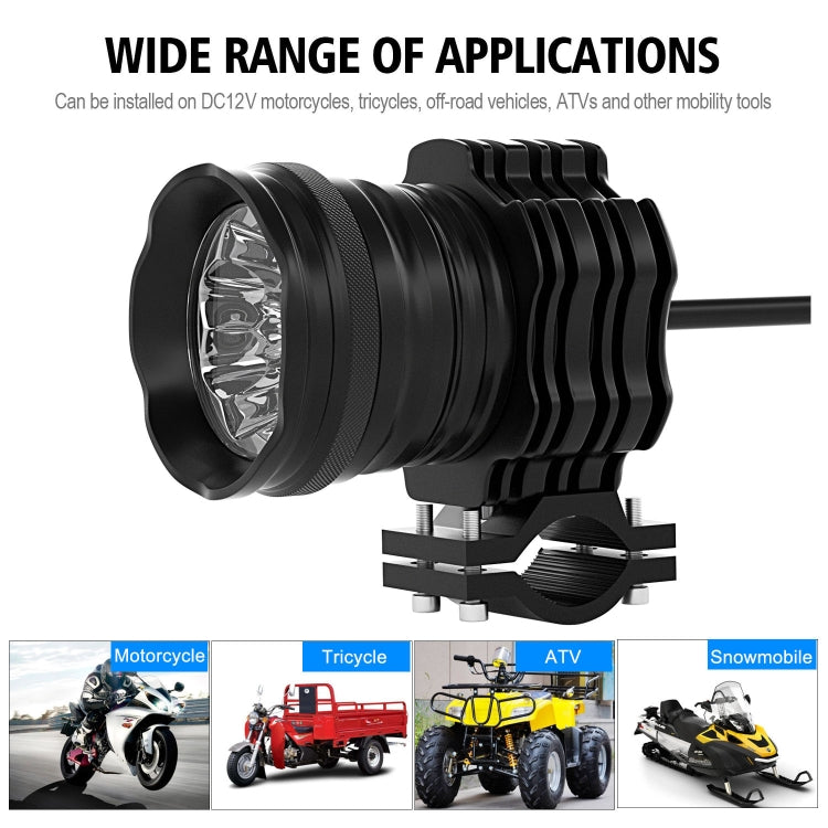 CS-1088A1 G29-9 1 Pair Motorcycle Waterproof  Aluminum Alloy External LED Headlight Spotlight (Black)