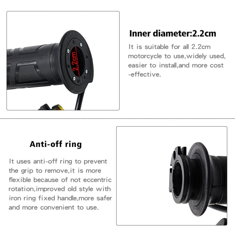 ZH-983A1 Motorcycle Scooter Smart Three Gear Temperature Control Electric Hand Grip Cover Heated Grip Handlebar
