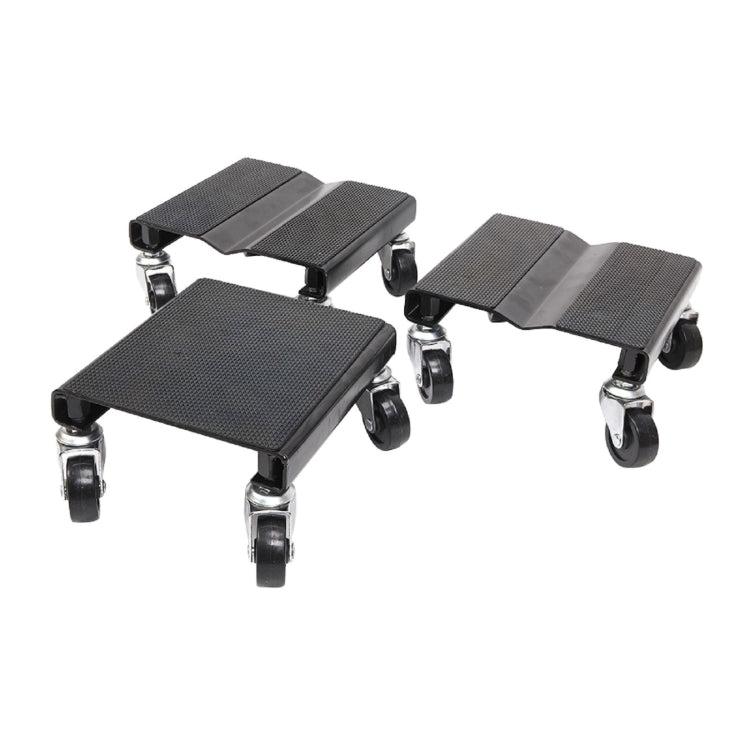 [US Warehouse] 3 PCS V-shaped & Flat Type Non-slip Stainless Steel Car Wheel Dolly with 2 inch Casters & Brakes, Bearable Weight: 1500lbs