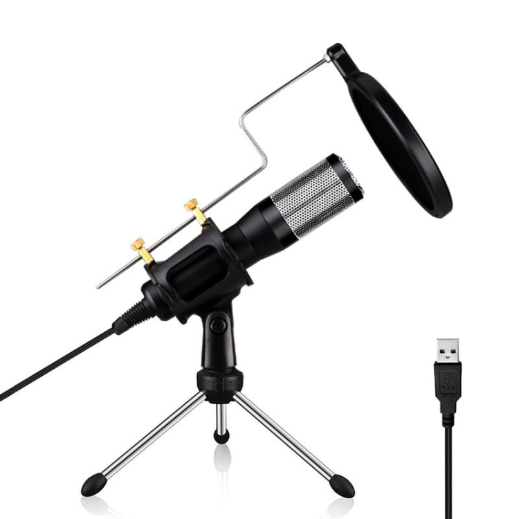 RODD AK1 USB Drive-free Condenser Microphone with Tripod Holder, Compatible with PC / Mac for Live Broadcast Show, KTV, etc.(Black)