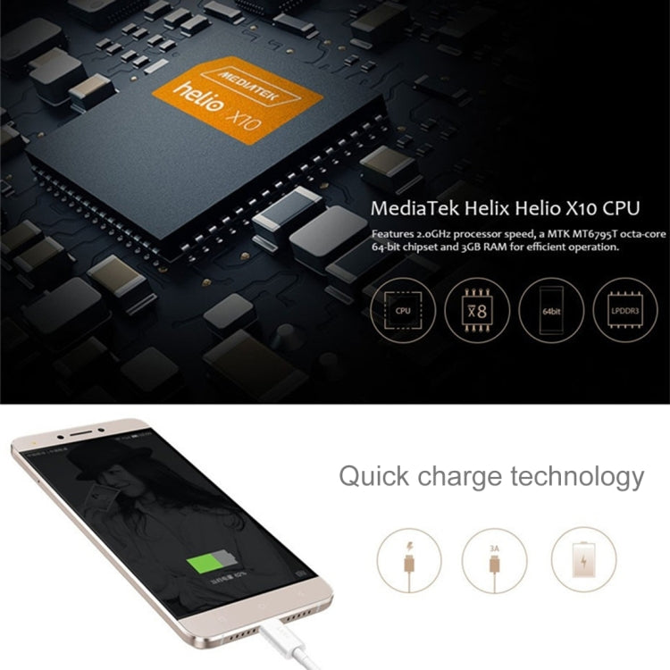 Letv Le 1s X500 3GB+16GB, Fingerprint Identification, 5.5 inch EUI 5.5 (Android 5.1) Helio X10 MT6795T Octa Core 2.2GHz, Network: 4G(Gold)