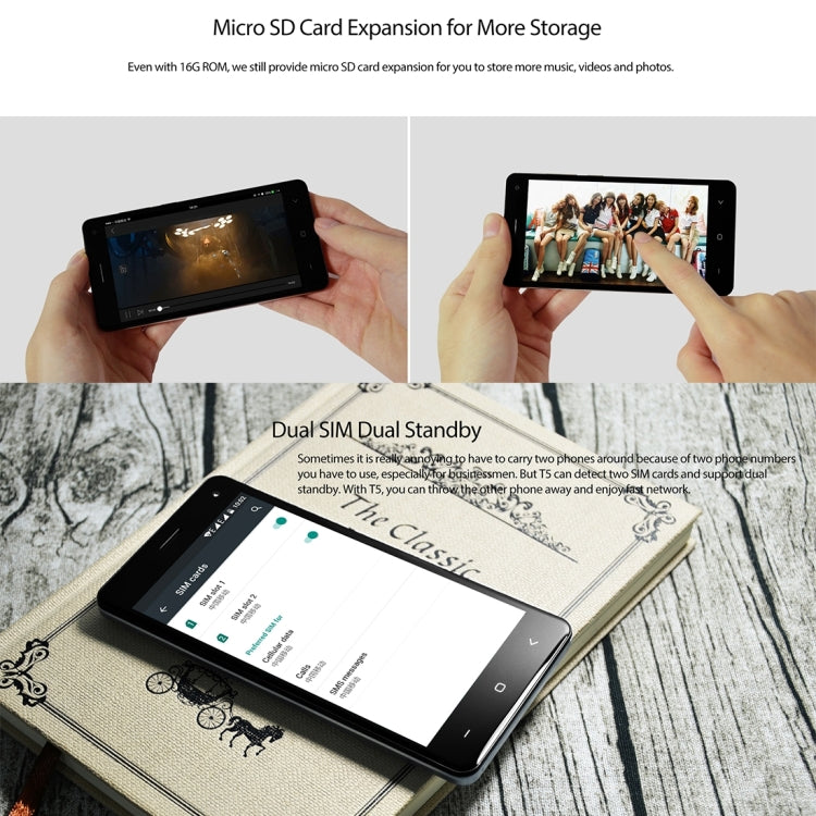 VKworld T5, 2GB+16GB, 5 inch Android 5.1 MTK6580 Quad Core 1.3GHz, Support GPS, Mobile AP, Network: 3G