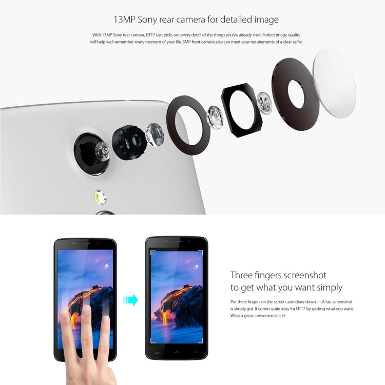 [HK Warehouse] HOMTOM HT17, 1GB+8GB, Fingerprint Identification, 5.5 inch Android 6.0, MT6737 Quad Core 1.1GHz, Support OTG, OTA, Network: 4G